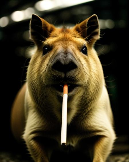 nature shot, a capybara, (ciginmouth) <lora:ciginmouth:.8>  cinematic dark  portrait