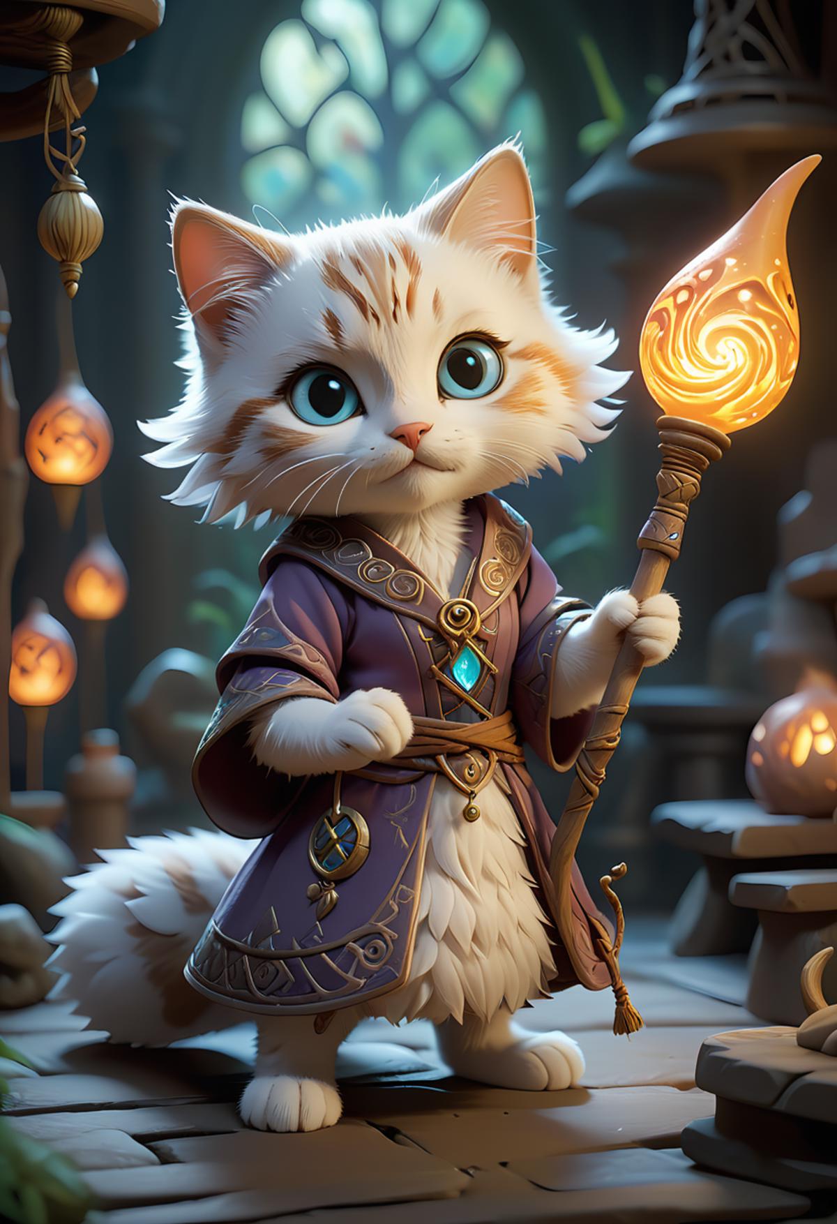 A cartoon cat holding a wand.