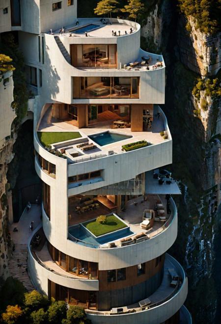 (A Cross-section of a building, sections view,:1.4), 
(on a rocky coast, half embedded in the cliff, small waterfall:1.2), 
(architectural masterpiece, inspired by Lebbeus Woods,  Jean Prouv, Neil Denari, Pierre Chareau:1.2), 
aerial view of an incredibly tall, enchanted renaissance tower made of white to grey limestone, surrounded by ominous woods, rock cliffs, dark fantasy, sunset, architecture, masterpiece, high detail, crisp focus, depth-of-field, (intricate details, masterpiece, best quality:1.4),  (avant-garde, future, reality, science fiction, photorealistic), (modern architecture:1.2), (Ultra Realistic, Photography, composition, Architecture Sales Photography, Ultra High Resolution, Cinematography, High Resolution Image:1.1), (dramatic lighting, direct sunlight, ray tracing, clear shadow:1.1), [:traffic|windows|railing|stair|balcony|terrace|crowd|Sidewalk|vehicle|trees|equipment| detailed signal_details:0.7], [:marble|granite|lbrick|tile|metal|concrete|glass|foliage_material texture:0.7], (real landscape:1.1), (blurred background:1.0), [buildings|BREAK|trees|BREAK|Crowd|buildings|BREAK|trees|BREAK|Crowd|buildings|BREAK|trees|BREAK|Crowd:0.7], (background, more_details:0.3)
great lighting, clear, xtower, industrialbuilding, extrusionbuilding