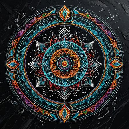 Finely detailed vector illustration, geometric rumminations , ultra realistic quality, circle symbol, white background, hyperdetailed, intricately detailed,  triadic colors,fantastical,intricate detail,splash screen,complementary colors, fantasy concept art, 8k resolution, masterpiece, chalk on black stone, sketches, scratches,