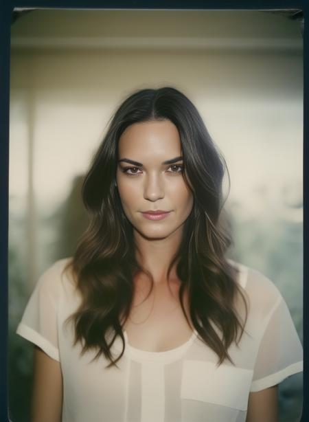 OdetteAnnable, (art by Samson Pollem:0.9) , photograph, large Digital Age Female, Smoky Conditions, Polaroid, F/2.8, <lora:OdetteAnnableSDXL:1>