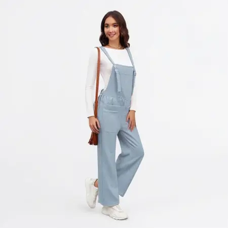 MEROKEETY Women's Tie Strap Textured Romper Wide Leg Overalls