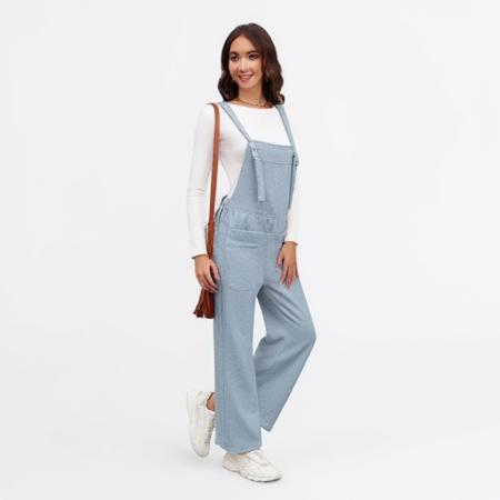MEROKEETY Women's Tie Strap Textured Romper Wide Leg Overalls V1