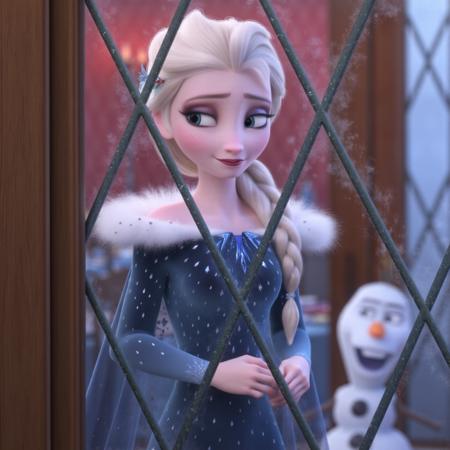 Elsa in bule winter dress