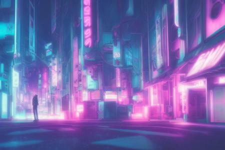 anime background,90s city punk street ,foggy futuristic cinematic lighting,  semi realistic, ring lighting , rim lighting, cinematic, synthwave ,BgAniDusk