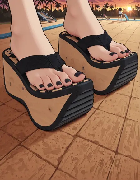 Wavewood Platform Flip Flops - Cloth Strap