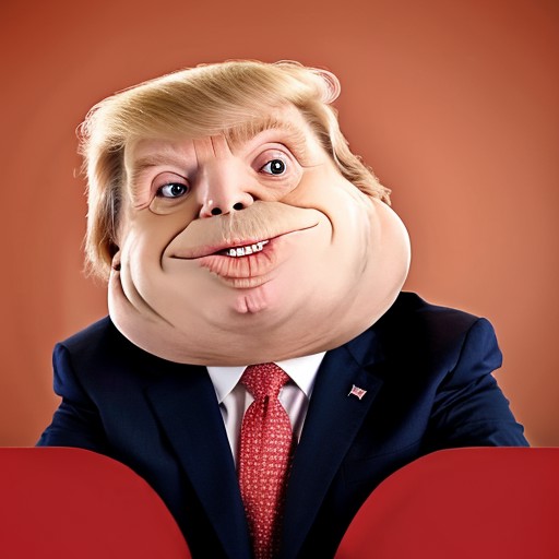RAW photo, huge chins, small eyes , solo, upper body of donald trump in f0r3v3r face, ((wearing suit))<lora:f0r3v3r-v2-000...