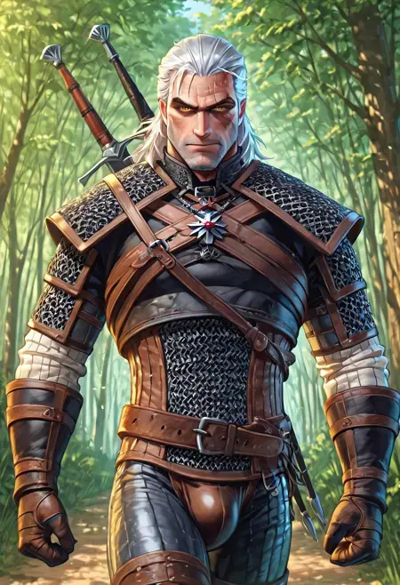 Geralt of Rivia Illustrious (leather codpiece pants version)