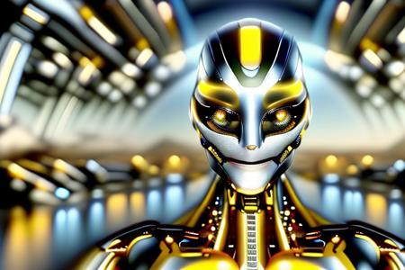 masterpiece, awesome quality, hyper detailed, ((DonMX3n0T3ch, futuristic, scifi, tech)), female android, cyborg, <lora:DonMX3n0T3ch:1.5> cool, awesome