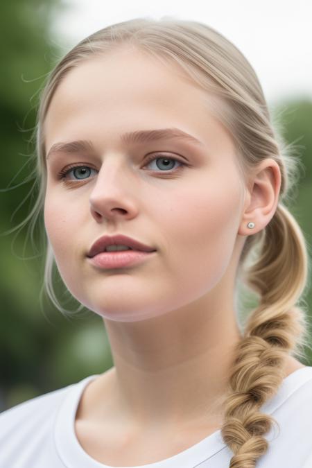 raw photo of a beautiful young woman, pigtails, close up, at the park, 8k uhd, fujifilm xt3