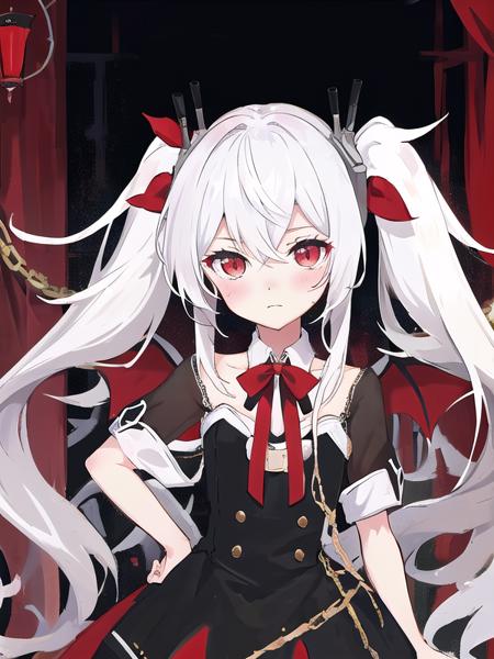 masterpiece:1.2,best quality:1.2, incredibly absurdres, absurdres, highres, wallpaper, colorful, 
1girl, solo, vampire \(azur lane\), petite, white hair, long hair, twintails, red eyes, <lora:Out:0.7>