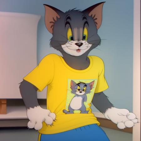 <lora:TomAndJerry:0.8> Tom wear tshirt, (furry:1.2)