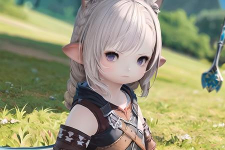 masterpiece, high quality,
1girl, girl, lalafell,  <lora:new_lalav5-14:1>
A strong-willed Viking with a battle axe and a fierce expression.