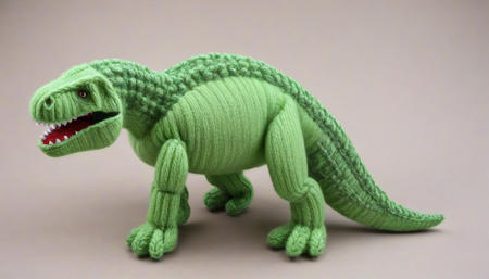 <lora:Yarn_XL-000014:0.6> a knitted Tyrannosaurus Rex