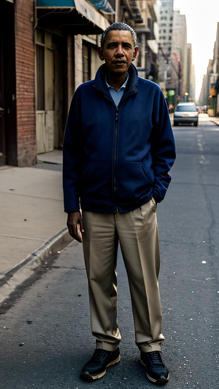 Barack Obama, old man, whole body, full body in frame, African old man as a very poor man, beggar, ragged clothes, begging in New York, The Bronx, walking in a very dirty street, dirty city, crying in pain, whole body, full body in frame, detailed background, highly detailed face, extremely detailed, high quality, best quality, looking at viewer