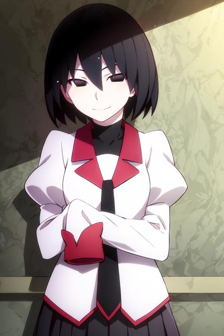 Ougi, black eyes, black hair, empty eyes, bangs, bob cut, hair between eyes, pale skin