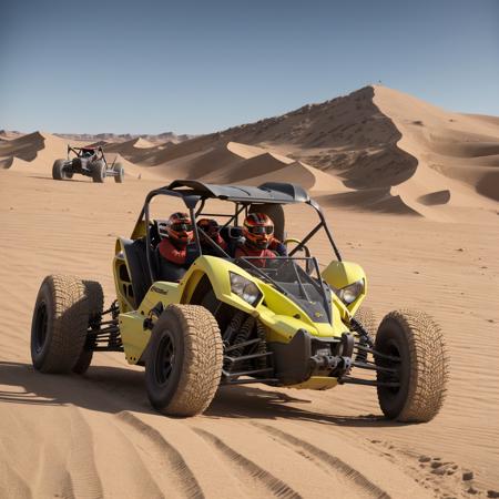 ((Oragani photograph of a dune buggy racing in the desert)), 8k, 4k, detailed, attractive, beautiful, impressive, photorealistic, realistic, cinematic composition, volumetric lighting, high-resolution, vivid, detailed, stunning, professional, lifelike, crisp, flawless, DSLR, 4k, 8k, 16k, 1024, 2048, 4096, detailed, sharp, best quality, high quality, highres, absurdres