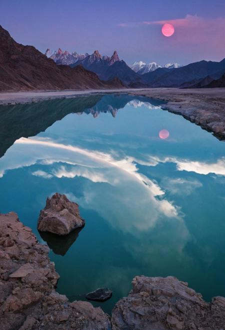 mirror reflection.
majestic scene of the dragon river, china, huge sharp edge mountains, clouds, neat image. As you close into the depths, the pristine white walls of an elongated Exoplanet base glisten in the moonlight. But as it enters into their exploration, Sultry boudoir photography, Portals ringed with colors extending beyond normal perception ultraviolets so deep they hurt to perceive,by Kuang Hong, Milton Glaser, Vector Art, landscape, Movie still, best quality, hair light, Slow Shutter Speed, Kodak UltraMax 400, Depth of field 270mm, digital art, rich colors
