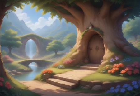Anime coloring.In a whimsical world, a beautiful fairy garden blooms with vibrant flowers and sparkling fountains. A delicate, crystal bridge spans a gentle stream, leading to a majestic tree with leaves that shimmer like diamonds. A friendly, fluffy rabbit hops along the winding path, surrounded by fluttering butterflies and sweet, singing birds. The garden is filled with hidden treasures, like a tiny, glowing fairy door and a secret, shimmering cave. A soft, fluffy cloud drifts lazily across the sky, casting a warm, gentle shadow over the garden. The air is filled with the sweet scent of blooming flowers and the soft, soothing sound of gentle chimes. It's a peaceful, magical place where dreams come alive and wonder waits around every corner.