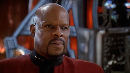 cinematic film still cinematic photo breathtaking (Avery Brooks:1.2) as <lora:captain_sisko_v2_100x100:1.25> captain_sisko, man,(goatee:1.2),( deep space nine red, gray and black uniform:1.7) . award-winning, professional, highly detailed . 35mm photograph, film, bokeh, professional, 4k, highly detailed . shallow depth of field, vignette, highly detailed, high budget Hollywood movie, bokeh, cinemascope, moody, epic, gorgeous, film grain, grainy