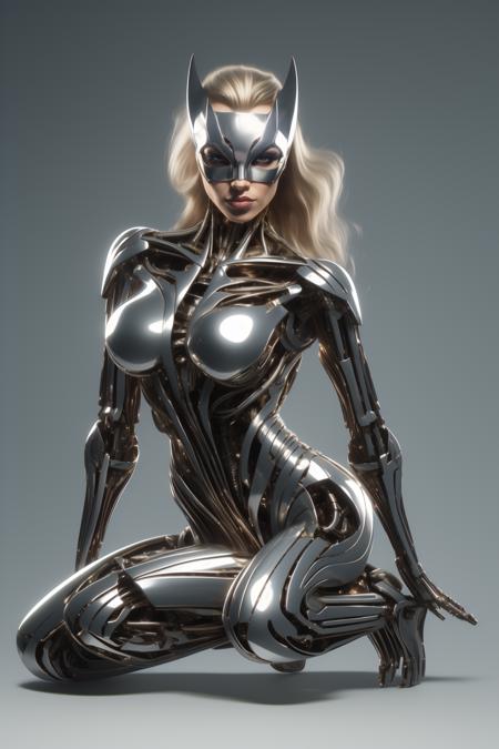 (masterpiece, best quality, official art, beautiful and aesthetic),full body,1 girl,solo,female catwoman jumps,looking at viewer,dark skin,tight,battle damaged metallic skeleton,dented,rusty,worn texture,(asymmetrical balance),half mechaiecal body,silver metal,science fiction,blonde hair,long hair,breasts,mechanical parts,cyborg,grey eyes,(half metallic left_face),half metallic mask,realistic,rich details,icy glossy,battle damaged metallic skeleton,dented,rusty,worn texture,(asymmetrical balance),half mechaiecal body,silver metal,science fiction,blonde hair,long hair,breasts,mechanical parts,cyborg,grey eyes,(half metallic left_face),half metallic mask,realistic,rich details,icy glossy,blak background,DOF,black boots,glossy textrue,realistic,raw photo,rich details,breasts,dark skin,thin waist,<lora:catwoman2-000006:0.7>,<lora:halfmetal:0.6>,<lora:xsarchitectural-21Futuretechnologycity:0.8>,(Futuretechnologycity)