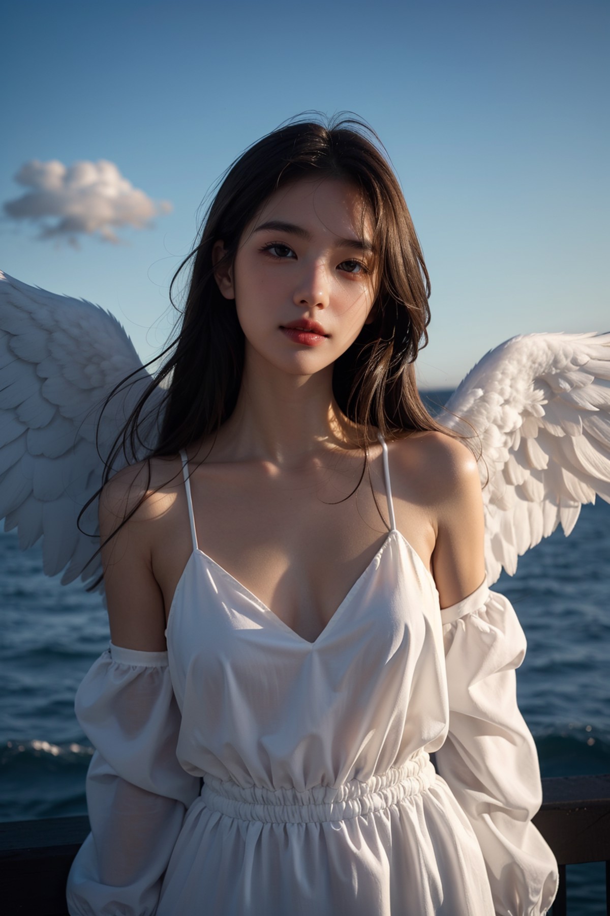 1girl,angel,cloud,glowing skin