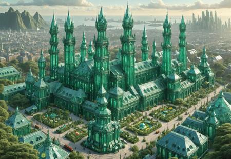 emeraldmorph
Masterpiece franco-belgian color comic about  intricate, stunning, industrial style art, of a fantastic Utopic city, an amalgam of glass and metal ((towers)) built in a romantic style, inspired on Victorian railroad architecture, and the architecture of Gaudy, the buildings are huge ((botanical gardens)), filled with exotic vegetation, tropical vegetation, colourful birds of paradise and butterflyies.
wide-angle shot , bande dessine, franco-belgian comic panel, masterpiece, breathtaking composition, intricate, detailed, best quality, close-up