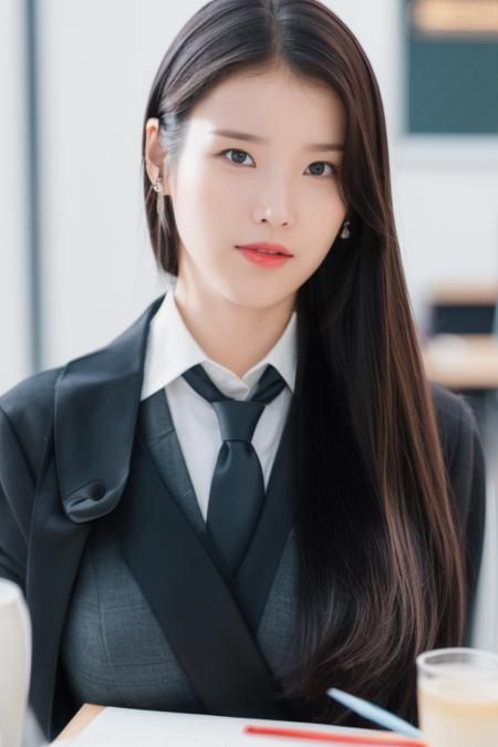 <lora:IUV1:1>,IU,(close-up photo:1.2),(pov:1.4),(school uniform:1.5), korean, woman, perfect eyes,1girl,complex 3d render ultra detailed, portrait of beautiful women, moody portrait, striking features, beauty, intricate details, dramatic composition, tension, wispy hair, contrast, texture, realism, high-quality rendering, stunning art, high quality, film grain, Fujifilm XT3,swirly bokeh,(realistic, photo-realistic:1.4),RAW photo,physically-based rendering,(8k, best quality, masterpiece:1.2),(full body shot:1.2),(close-up photo:1.3),octane render,extremely detailed CG unity 8k wallpaper,(studio soft light, rim light,in classroom,sunlight:1.2),hyper realistic detail shiny skin,ultra detailed,(ultra realistic:1.5),(looking at viewer:1.2),(intricate:1.2),(photorealistic:1.4),chair,desk,(skinny:1.3),smile