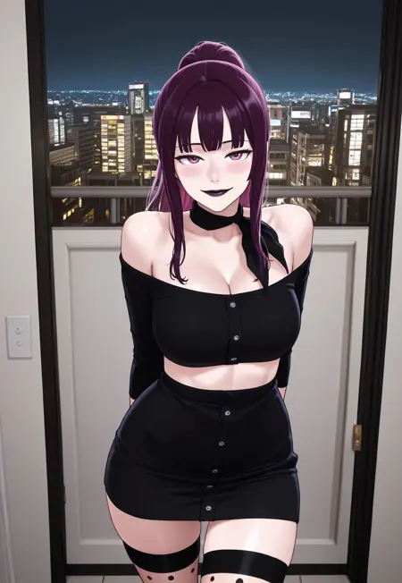 Black Off-Shoulder Crop top & Mini Skirt Outfit (with optional nipple pasties)
