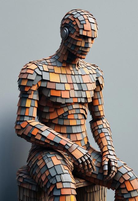 mad-shingles,
robot, expressionist style, bold colors, angular lines, emotional intensity, working-class figure, contemplation, strong light and shadow contrast, minimal background, urban setting, social realism, introspective, dramatic, deep emotion