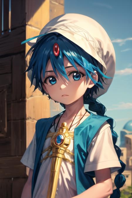 aladdin_magi blue hair braid long hair blue eyes jewelry