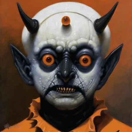 <lora:dosdiablosdos_100:1.0>, (dosdiablosdos:1.0), portrait painting, demon creature, creepy, simple background,  2boys, black shirt, blank eyes, child, facial hair, food, long sleeves, multiple boys, mustache, mustard, orange eyes, pointy hair, rice bowl, shirt, tears, turtleneck, white hair, younger