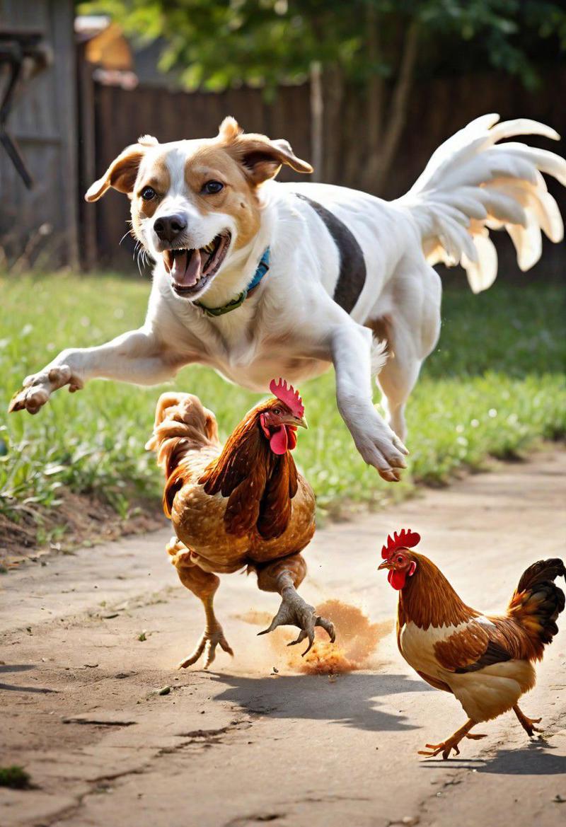 Dog 2024 chasing chicken