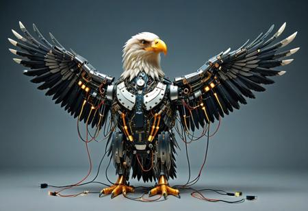 eagle made of Transistors, dark sky, mobe-cybideen,