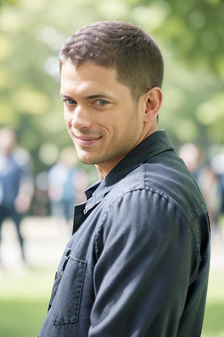 a man enjoying a day at the park, <lora:w3ntw0rthm1ll3r:1>, button up shirt, people in the background, smiling, cinematic lighting, perfect day, highly detailed face, (amateur, candid), RAW, 8K