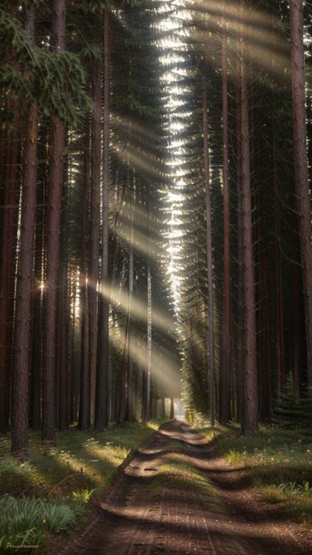 high quality, high resolution, extreme detail, masterpiece, forest path, forest, nature, <lora:Forest-Path_LoRA:1>, sun rays