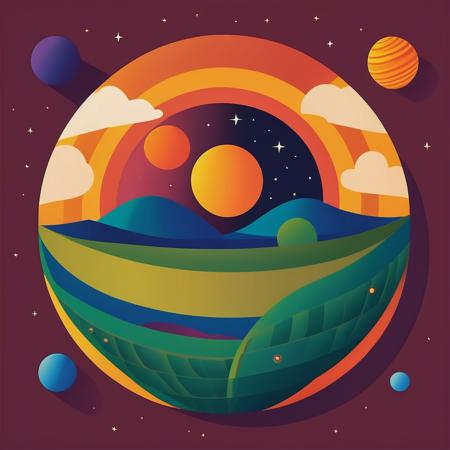 vector art, style of Tarsila do Amaral planet Venus, flat color