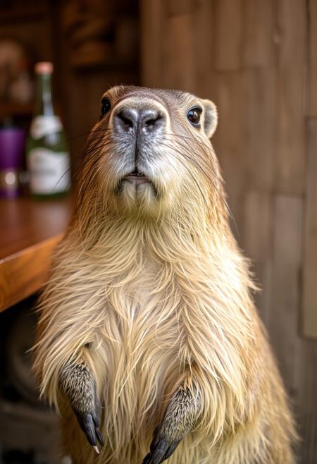 capybara at a crappy bar