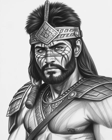 <lora:Pencil_Sketch_by_vizsumit:0.5>  a pencil sketch of a warrior, man