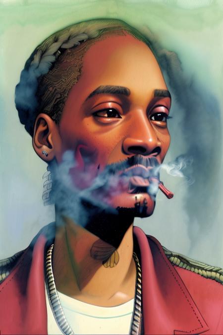 (Snoop Dogg:1.0) smoking a fat joint, illustration, watercolor, intricate, detailed, (jubbslineart_v2)