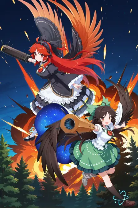 Utsuho Reiuji (Touhou Project) & Utsuho (The Tiny Queen's Charcoal Maker) - 霊烏路空 (東方)