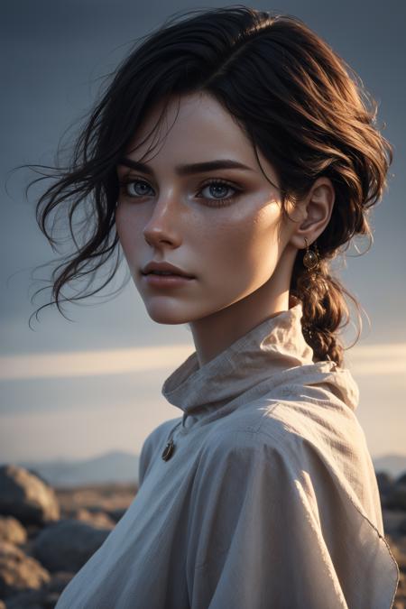 photographic, dreamlike, realistic, portrait a woman, fashion, beautiful, (goosebumps:0.3), subsurface scattering