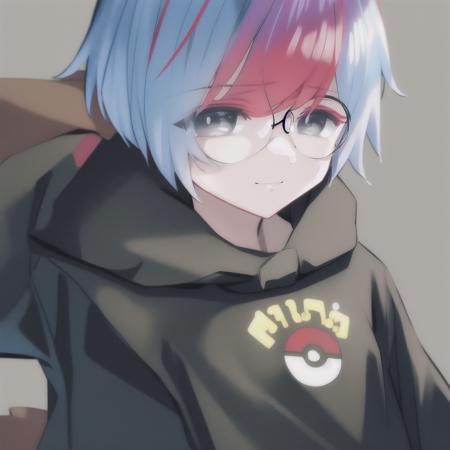 1girl, solo, portrait, looking at viewer, smil, hairclip, black shirt, pokemon,poke_ball,full body