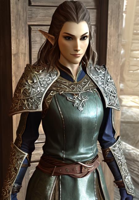 1girl, sfw, <lora:Altmer-Female:0.8>, Altmer-Female, 1girl, solo, smile, armor, (masterpiece, best quality, absurdres, detailed, ultra-detailed:1.3), attractive, (trending on CGSociety, trending on pixiv, contest winner:1.3)