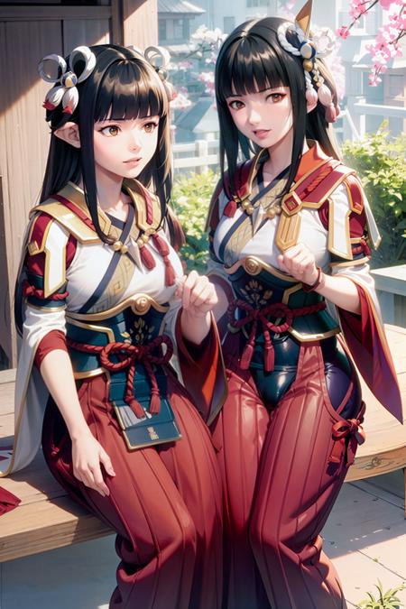 masterpiece, best quality,minotoxhinoe,2girls,japanese clothes,kbxll