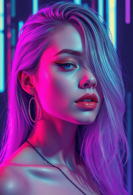 high quality design aesthetics, synth pop, detailed, pop album cover, beautiful young white woman, artist name "Musaic"