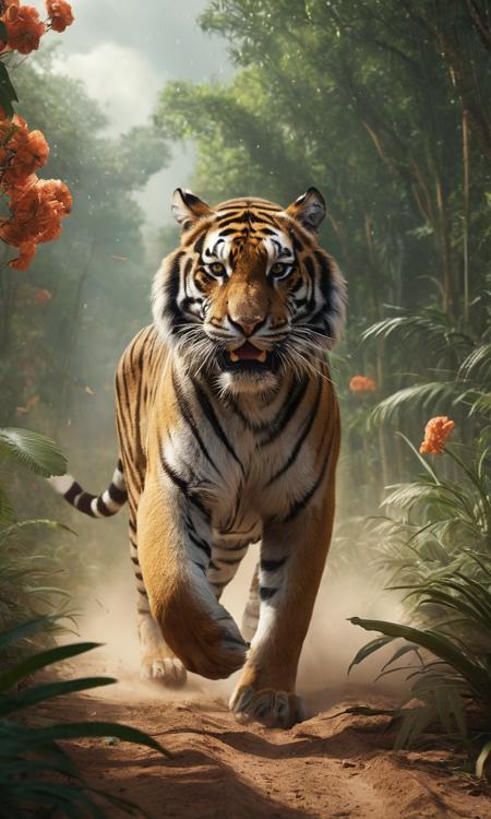 cinematic still coomplex illustration of a mighty tiger in the jungle very fast running to the viewer, trees and flower, in a massive cloud of dust, agression, anger, hyperrealistic scene, heavy rain, detailed focus, art by Aaron Jasinski, epic fantasy scene, vivid colors, Enchanted Masterpiece, Fantasycore, Award-Winning, Masterpiece, contrast, faded . emotional, harmonious, vignette, 4k epic detailed, shot on kodak, 35mm photo, sharp focus, high budget, cinemascope, moody, epic, gorgeous, film grain, grainy, cinematic still coomplex illustration of a mighty tiger in the jungle very fast running to the viewer, trees and flower, in a massive cloud of dust, agression, anger, hyperrealistic scene, heavy rain, detailed focus, art by Aaron Jasinski, epic fantasy scene, vivid colors, Enchanted Masterpiece, Fantasycore, Award-Winning, Masterpiece, contrast, faded . emotional, harmonious, vignette, highly detailed, high budget, bokeh, cinemascope, moody, epic, gorgeous, film grain, grainy, epic cinematic shot of dynamic coomplex illustration of a mighty tiger in the jungle very fast running to the viewer, trees and flower, in a massive cloud of dust, agression, anger, hyperrealistic scene, heavy rain, detailed focus, art by Aaron Jasinski, epic fantasy scene, vivid colors, Enchanted Masterpiece, Fantasycore, Award-Winning, Masterpiece, contrast, faded in motion. main subject of high budget action movie. raw photo, motion blur. best quality, high resolution, coomplex illustration of a mighty tiger in the jungle very fast running to the viewer, trees and flower, in a massive cloud of dust, agression, anger, hyperrealistic scene, heavy rain, detailed focus, art by Aaron Jasinski, epic fantasy scene, vivid colors, Enchanted Masterpiece, Fantasycore, Award-Winning, Masterpiece, contrast, faded, exotic, cinematic, complex, highly inspirational, determined, shining light, passionate, enigmatic, creative, majestic, confident, vibrant, loving, pure, symmetry, pristine, awesome, full color, amazing, intricate detail, extremely aesthetic, enhanced quality, fine balanced, beautiful perfect, wonderful, marvelous, divine, novel, atmosphere, gorgeous, stunning, breathtaking