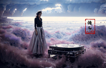 (best quality), (real), (masterpiece),(single focus), (sing), (Light and dark contrast, high contrast, high saturation:1.2)
A young girl DJ spinning tracks, fashion photography, in style of angura kei, hime - cut, straight hairthe environment transitioning from calm skies to turbulent storms, purple color, Tilt-Shift, Christian Lacroix, Tim Walker, Chema Madoz,
DJ1girl, solo, instrument, headphones,
jewelry, bracelet , long hair , keyboard (instrument) , (full body:1.1), lips, <lora:~Q?-mj DJ:0.8>