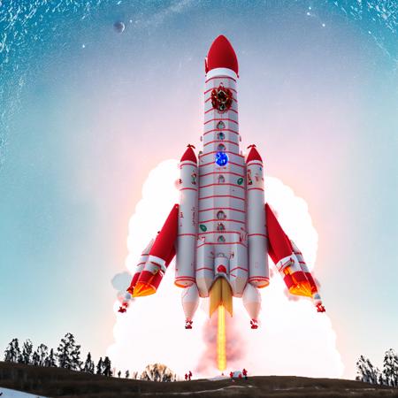 santasride is a rocket-propelled spaceship trasporting gifts to the moon