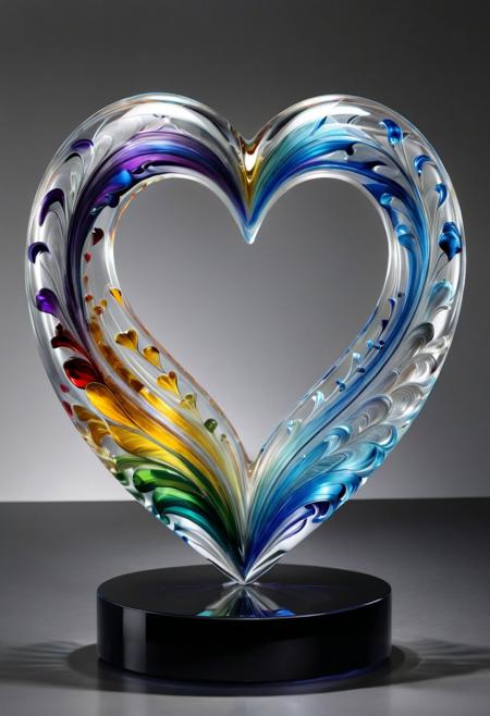 murano_glass_style pride heart, equality sign, and transgender pride colors, in a vibrant and celebratory composition. 
,
combining minimalism, surrealism, and experimental materials to create a conceptual and immersive environment. The installation explores the fusion of art and design, nature and human experience, inviting viewers to engage with the space on a physical, emotional, and intellectual level. Through a meticulous attention to detail, form, and function, the art installation aims to challenge conventions and spark conversations about the evolving nature of contemporary art and its impact on society.
